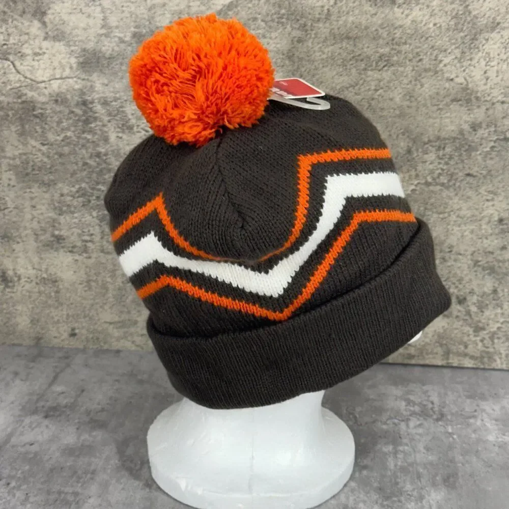 NEW Old Navy Beanie OS Brown Orange Knit Y2K Pom‎ Pom Winter Hat